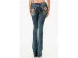 Steer Head Embroidery Mid-Rise Boot cut 34" | EB-61886CH