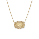 Mini Belt Buckle Necklace (Bronc) - Gold