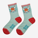 Women's Bamboo Socks - Green/Red, Christmas Highland Cow
