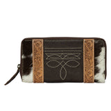 Cowhide & Tooling Lthr Boot Stitch Zip Wallet – Moore (AW32)