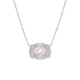 Mini Belt Buckle Necklace (Bronc) - Silver