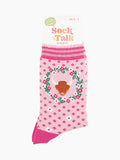 Women's Bamboo Socks - Pink, Highland Cow Wreath