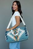 Lt. Blue, Cream & Tan Western Duffel