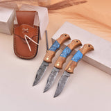 6.5' Handmade damascus folding knife, Pocket Knife