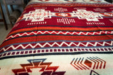 Andean Alpaca Wool Blanket - Wildfire - Red/Cream