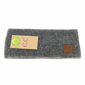 Soft Ribbed Leather Patch C.C. Head Wrap HW9021: Heather Charcoal
