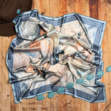 AVS842 HORSES PRINT SILK SCARF 36X36