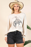 KC035-CLEO WESTERN COWBOY GRAPHIC LONG SLEEVE SWEATSHIRT