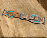 45mm Apple Watch band Tooled Leather : Stones