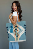 Lt. Blue, Cream & Tan Western Tote