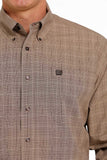 Cinch Mens Brown Plaid Long Sleeve Shirt