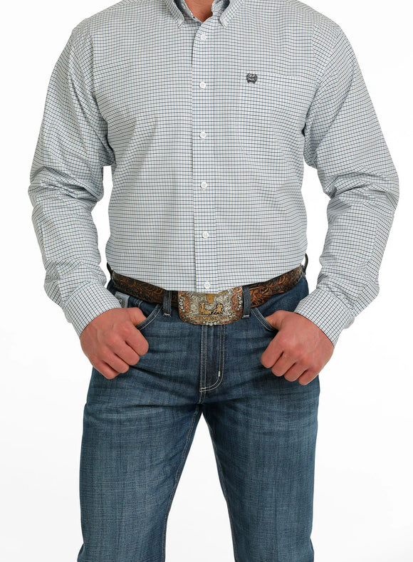 Cinch Mens Classic Fit Cream Plaid Long Sleeve