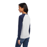 Ariat Girls Varsity T-Shirt - Navy/Heather Grey