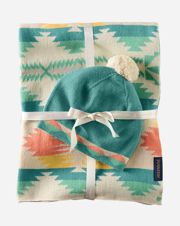 Pendleton Knit Baby Blanket with Beanie - Falcon Cove