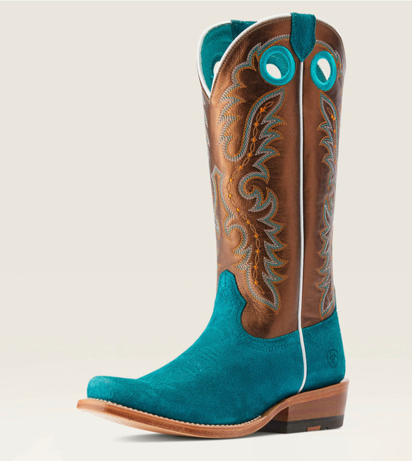 Ariat Ladies Futurity Boon Western Boot - Ancient Turquoise Roughout / Gilded Mocha