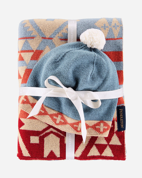 Pendleton Knit Baby Blanket with Beanie - Canyonlands Desert Sky