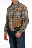 Cinch Mens Plaid Shirt - BRN/Org/GRN