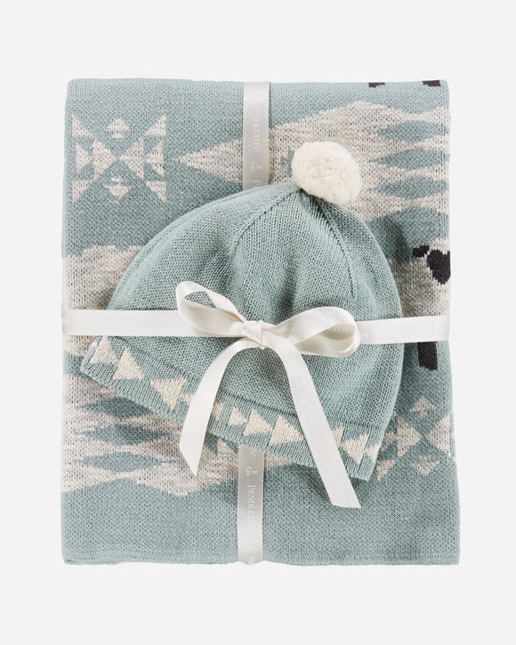 Pendleton Knit Baby Blanket with Beanie - Sheep Dreams