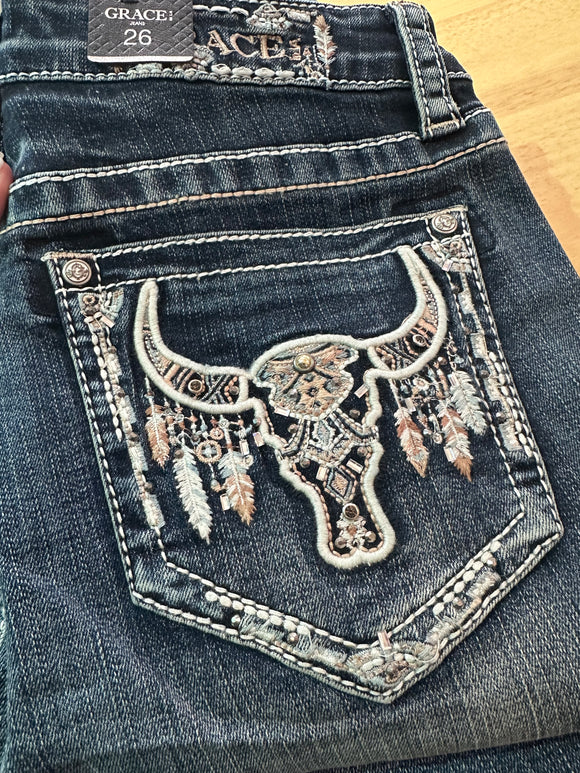 Grace in LA Feather Bull Jeans