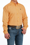 Cinch Mens Geometric Print Button Down Shirt - Orange
