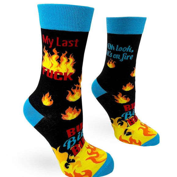 ‘My Last F**k, Oh Look it’s on Fire’ Ladies Novelty Socks