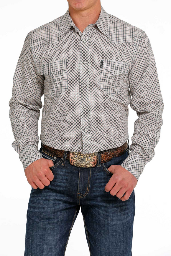 Cinch Mens Modern Fit Western Shirt - White/Navy