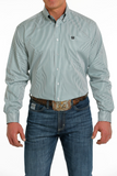 Cinch Mens Tencel Stripe Button Down Shirt - Teal / White