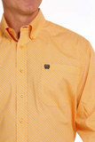 Cinch Mens Geometric Long Sleeve Shirt - Org/WHT