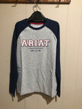 Ariat Girls Varsity T-Shirt - Navy/Heather Grey
