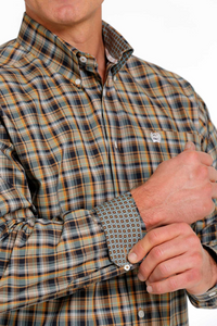 Cinch Mens Plaid Shirt - BRN/Org/GRN