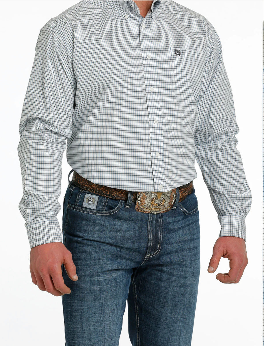 Cinch Mens Classic Fit Cream Plaid Long Sleeve – The Tack House