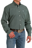 Cinch Mens Diamond Button Down - Gold / Green