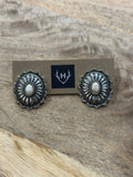 Large Concho & Natural Stone Stud Earrings