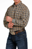Cinch Mens Plaid Shirt - BRN/Org/GRN
