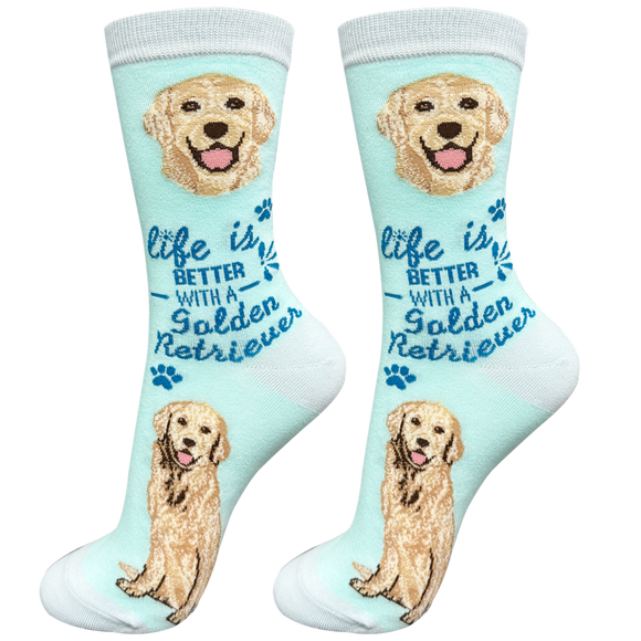 Golden Retriever Dog Socks- Cute Novelty Crew Socks -Unisex