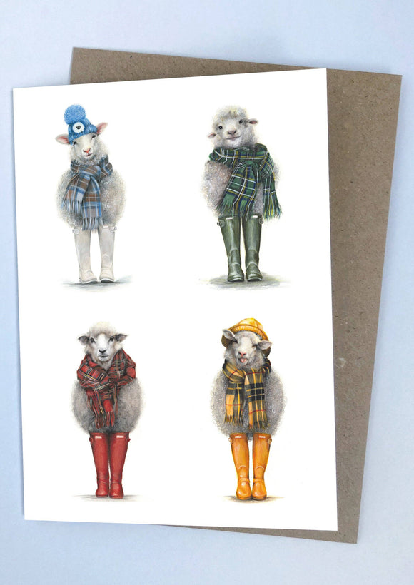 Four Seasons Sheeps (Greeting Card)