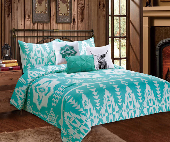 Turquoise 6pc comforter Set: Queen