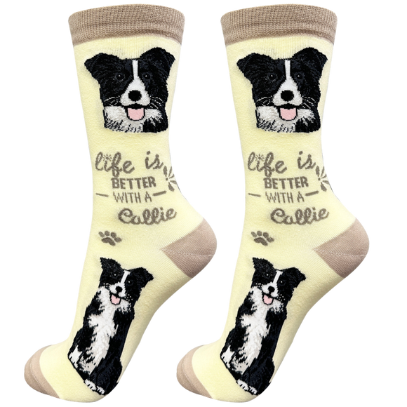 Border Collie Dog Socks - Cute Novelty Crew Socks - Unisex