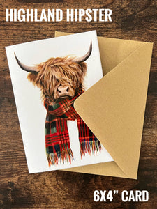 Highland Hipster (Greeting Card) | Highland Cow Card