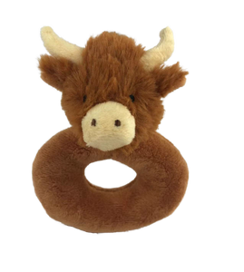 Longhorn Highland Brown Cow Baby Plush Rattle