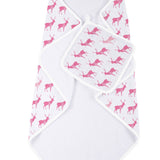 Pink Deer Hooded Towel & Wash Cloth Set