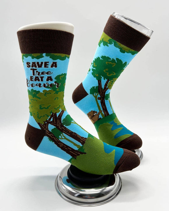 Save a Tree eat a Beaver Mens Socks