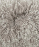 Mongolian Sheepskin Cushion - Grey White