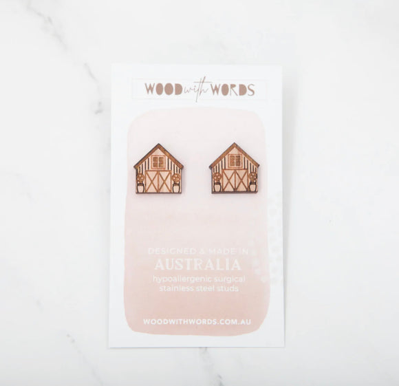 Barn Earrings - Wood with Words
