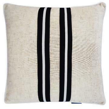 Twin Stripe Black Stripes & Silver Jute Cushion