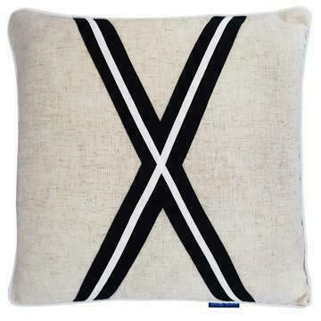 Mid Cross Black Stripes & Silver Jute Cushion