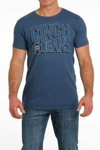 Cinch Mens Logo T Shirt - Heather Blue