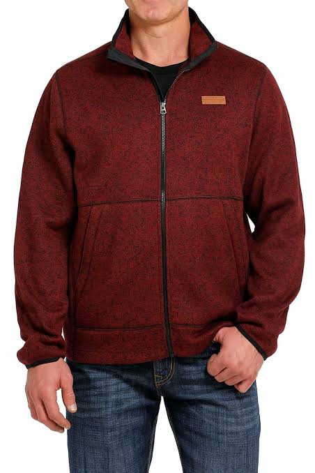 Cinch Mens Burgundy Sweater Jacket