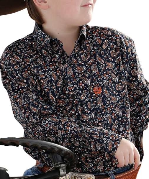 Cinch Boys Paisley Shirt - Nav