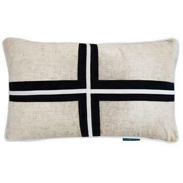 Criss Cross Black Stripes & Silver Jute Cushion